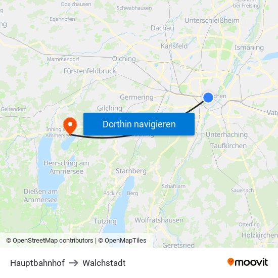 Hauptbahnhof to Walchstadt map