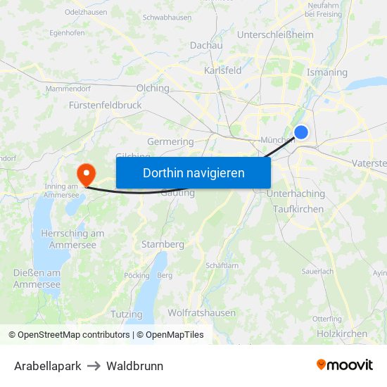 Arabellapark to Waldbrunn map