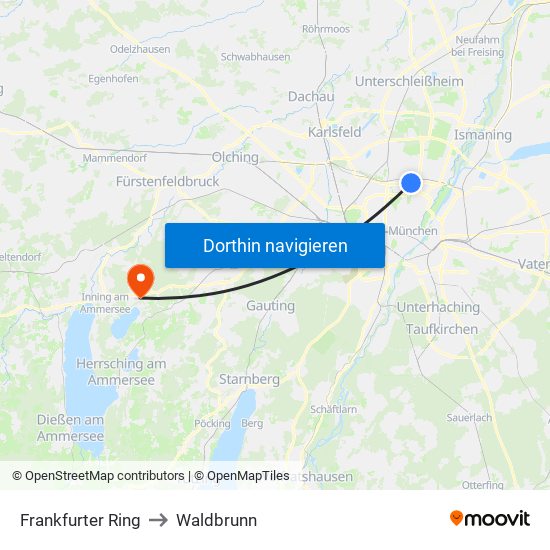 Frankfurter Ring to Waldbrunn map