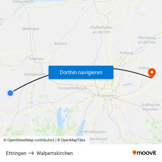 Ettringen to Walpertskirchen map