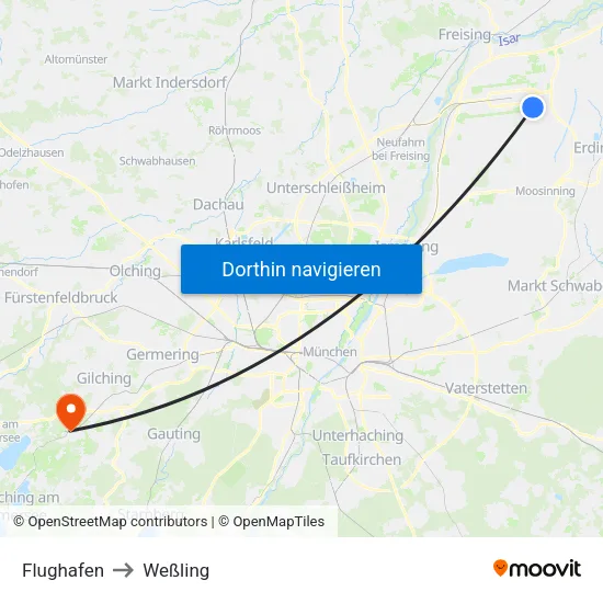 Flughafen to Weßling map