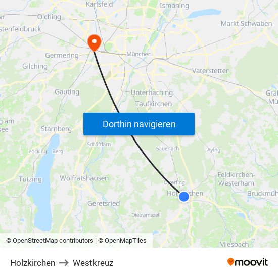 Holzkirchen to Westkreuz map