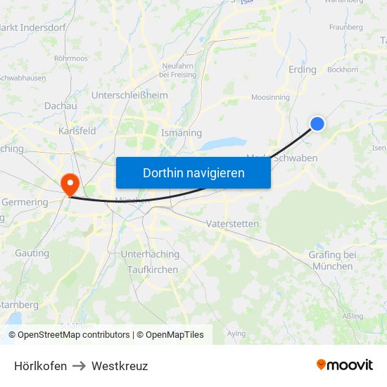 Hörlkofen to Westkreuz map