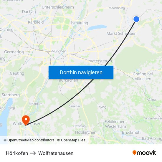Hörlkofen to Wolfratshausen map