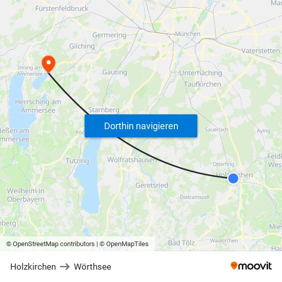 Holzkirchen to Wörthsee map