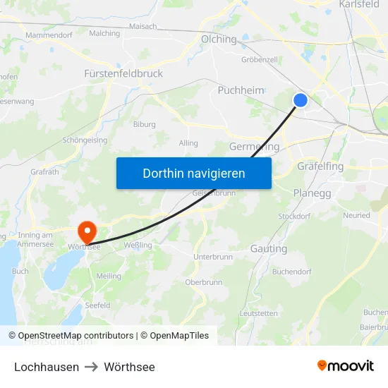 Lochhausen to Wörthsee map
