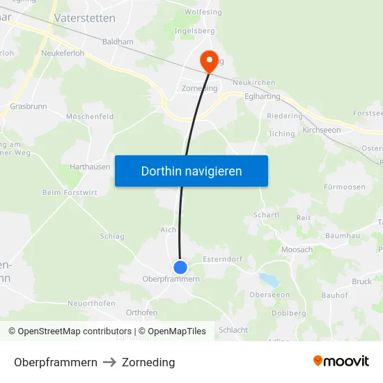Oberpframmern to Zorneding map
