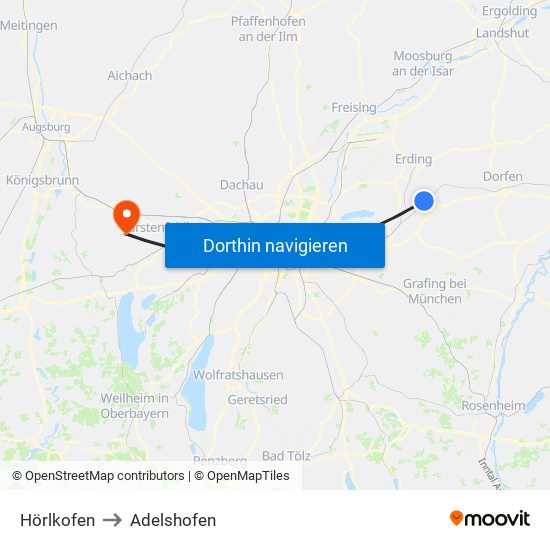 Hörlkofen to Adelshofen map