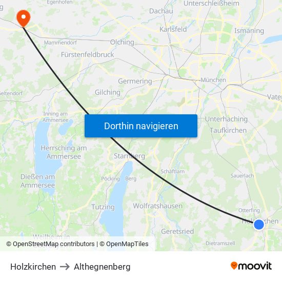 Holzkirchen to Althegnenberg map