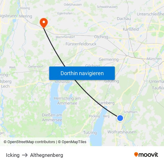 Icking to Althegnenberg map