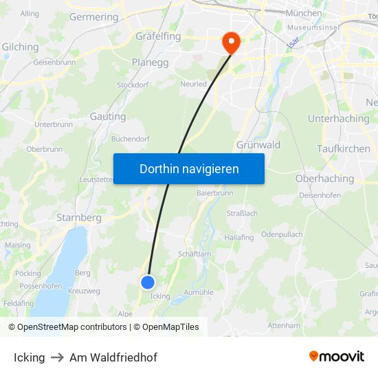 Icking to Am Waldfriedhof map