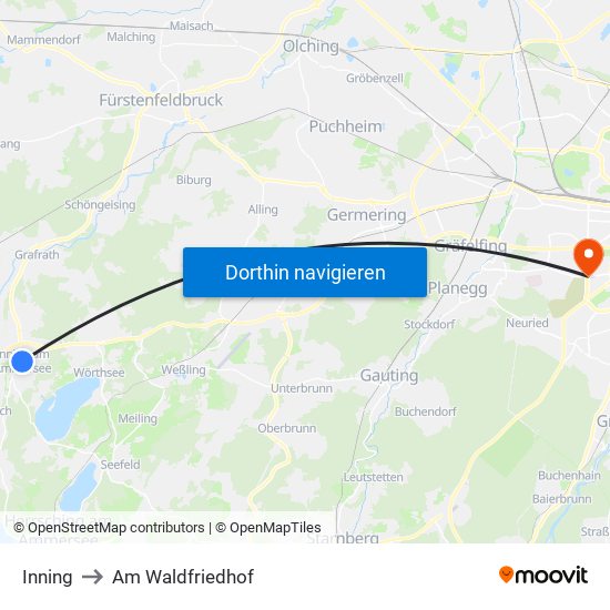 Inning to Am Waldfriedhof map