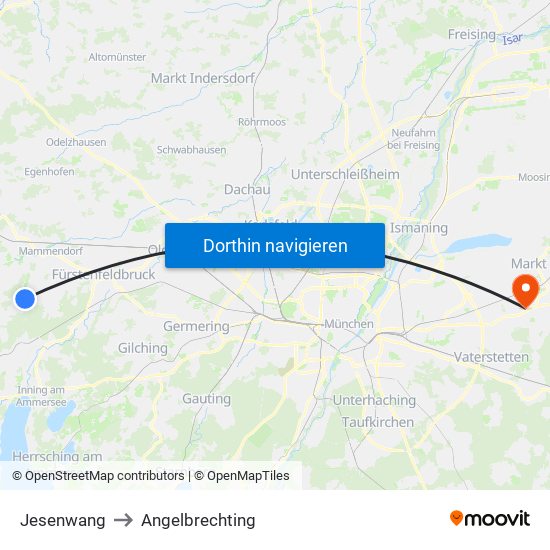 Jesenwang to Angelbrechting map