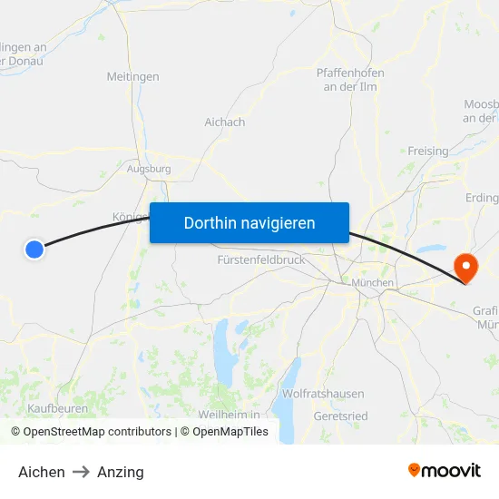 Aichen to Anzing map