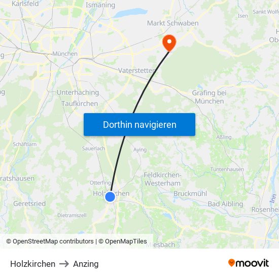 Holzkirchen to Anzing map