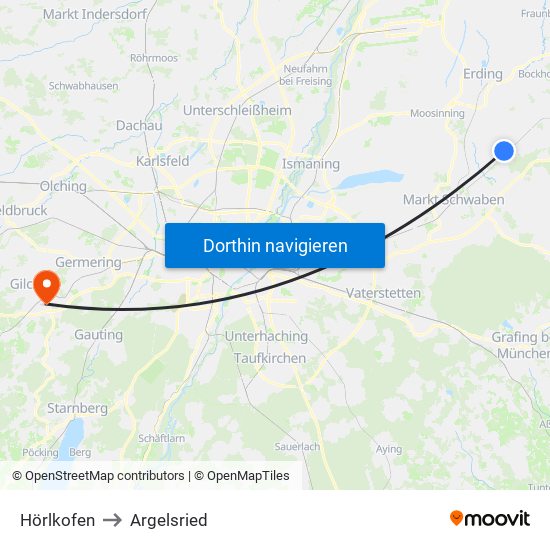 Hörlkofen to Argelsried map