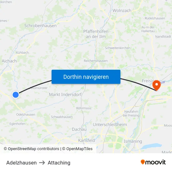 Adelzhausen to Attaching map