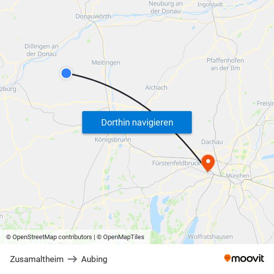 Zusamaltheim to Aubing map