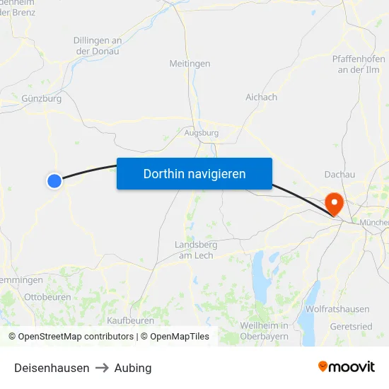 Deisenhausen to Aubing map