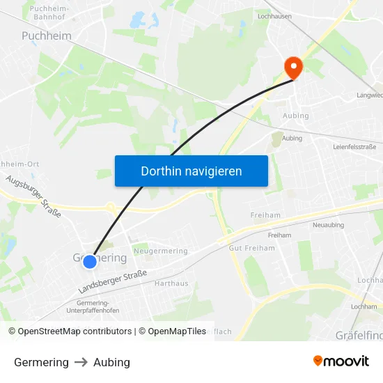 Germering to Aubing map
