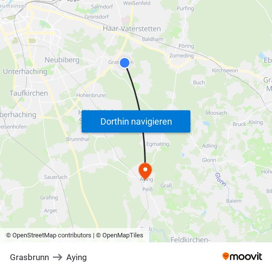 Grasbrunn to Aying map