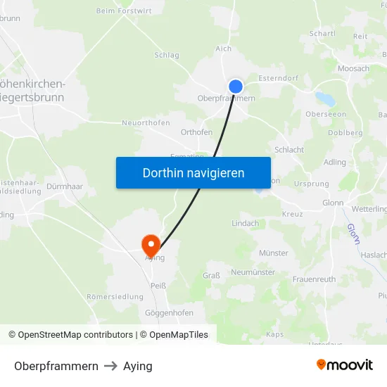 Oberpframmern to Aying map