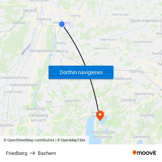 Friedberg to Bachern map