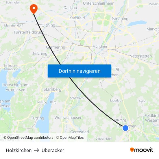 Holzkirchen to Überacker map