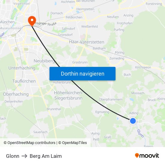 Glonn to Berg Am Laim map