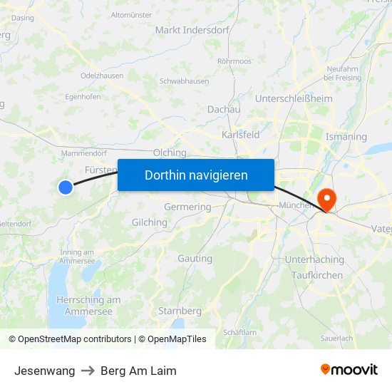 Jesenwang to Berg Am Laim map