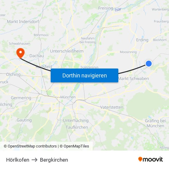 Hörlkofen to Bergkirchen map