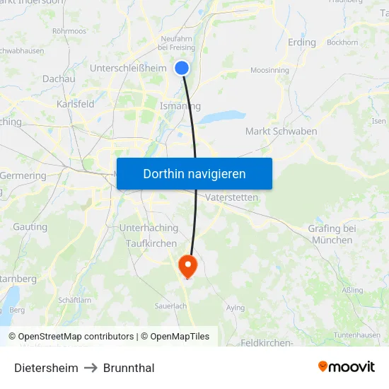 Dietersheim to Brunnthal map