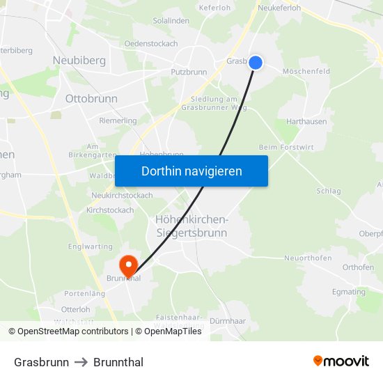 Grasbrunn to Brunnthal map