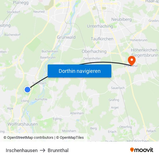 Irschenhausen to Brunnthal map