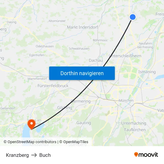 Kranzberg to Buch map