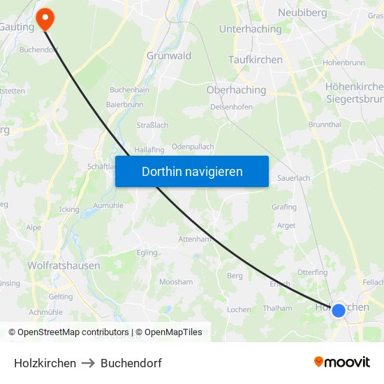 Holzkirchen to Buchendorf map