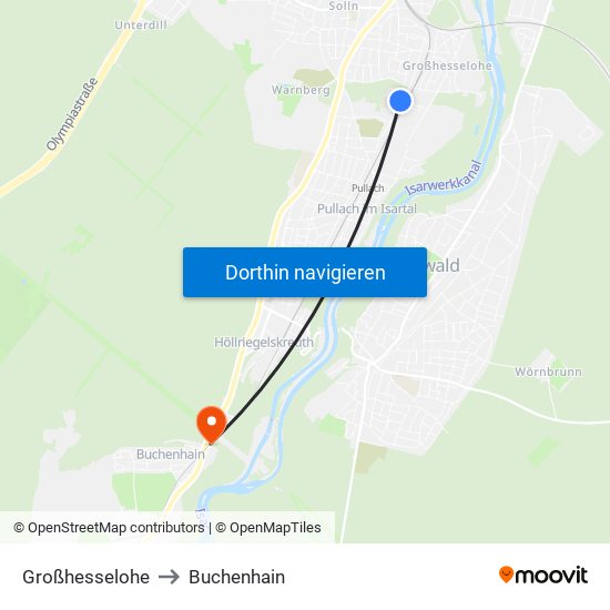 Großhesselohe to Buchenhain map