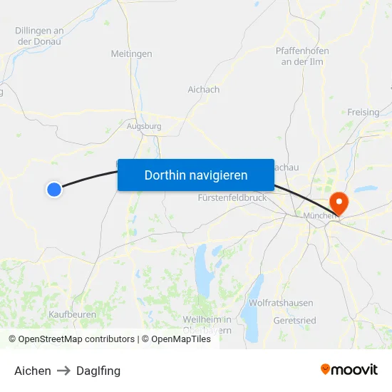 Aichen to Daglfing map