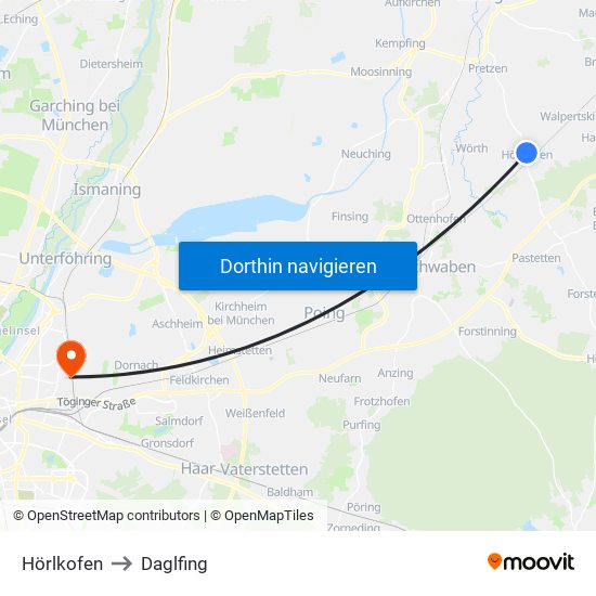Hörlkofen to Daglfing map
