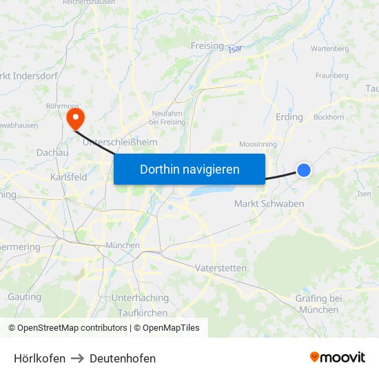 Hörlkofen to Deutenhofen map