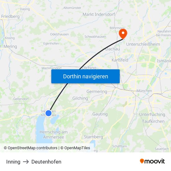Inning to Deutenhofen map