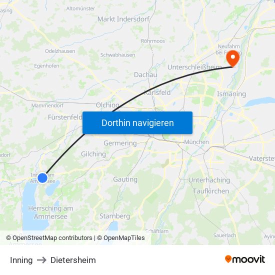 Inning to Dietersheim map