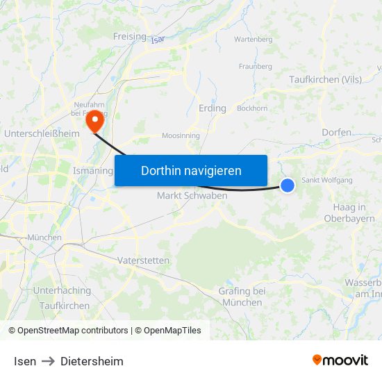 Isen to Dietersheim map