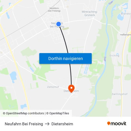 Neufahrn Bei Freising to Dietersheim map