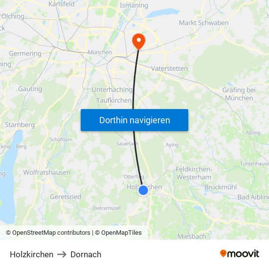 Holzkirchen to Dornach map