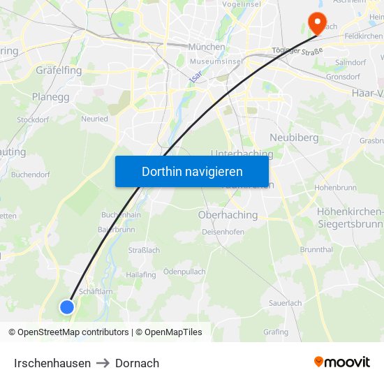 Irschenhausen to Dornach map