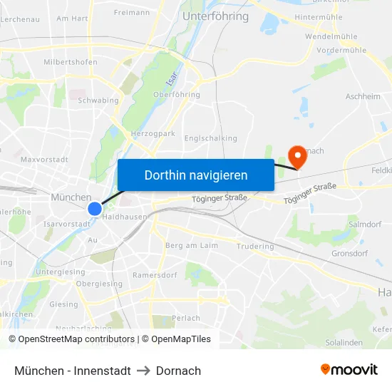 München - Innenstadt to Dornach map