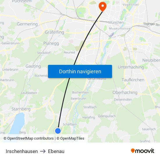 Irschenhausen to Ebenau map