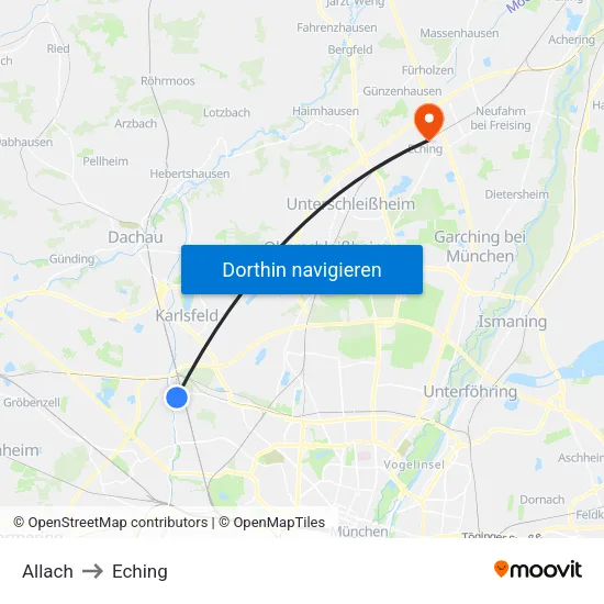 Allach to Eching map