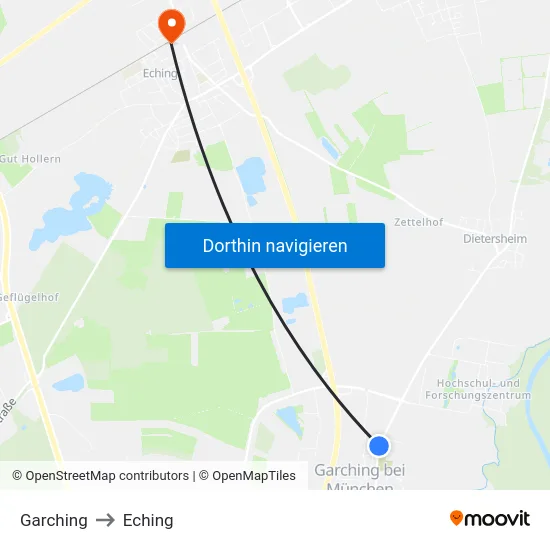 Garching to Eching map